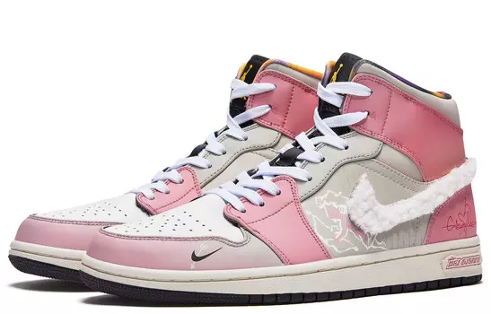 Кроссовки Air Jordan 1 Vintage Basketball Shoes Men Mid-top Pink/Grey, розовый