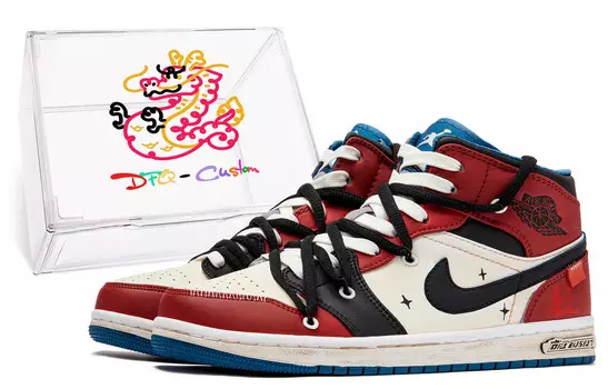 Кроссовки Air Jordan 1 Vintage Basketball Shoes Women's Mid-top Red/white, темно-красный