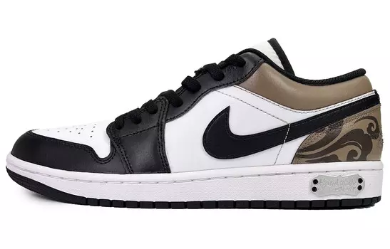 Кроссовки Air Jordan 1 Vintage Basketball Shoes Men Low-top Black/White/Brown, черный/белый/коричневый