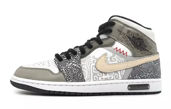 Кроссовки Air Jordan 1 Vintage Basketball Shoes Women's High-top White/gray, зеленый