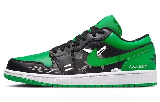 Кроссовки Air Jordan 1 Vintage Basketball Shoes Women's Low-top Green/black, зеленый