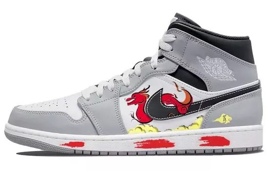 Кроссовки Air Jordan 1 Vintage Basketball Shoes Men High-top Grey/white, серый