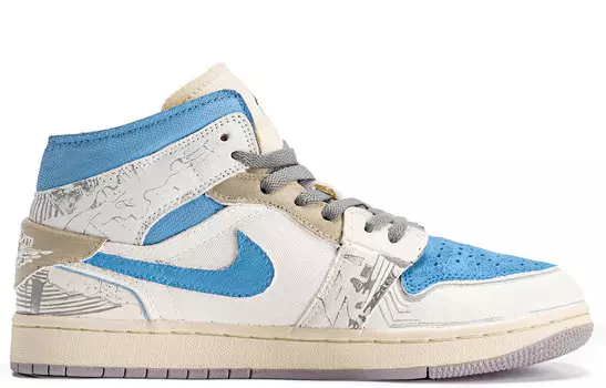 Кроссовки Air Jordan 1 Vintage Basketball Shoes Women's High-top White, слоновая кость