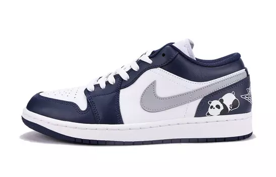 Кроссовки Air Jordan 1 Vintage Basketball Shoes Men Low-top White/Black/Blue, синий