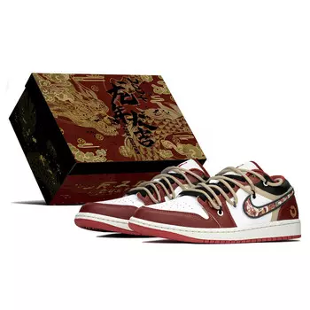 Кроссовки Air Jordan 1 Vintage Basketball Shoes Men Low-top Black/Red, красный/черный