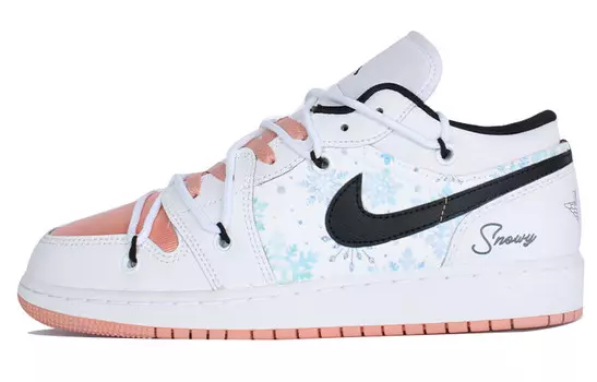 Кроссовки Air Jordan 1 Vintage Basketball Shoes Women's Low-top Pink/white/black, розовый