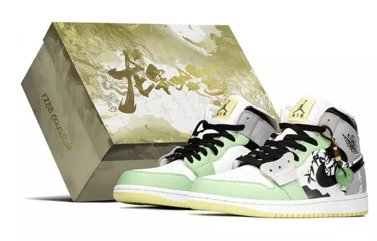 Кроссовки Air Jordan 1 Vintage Basketball Shoes Women's Mid-top Grey/green, зеленый