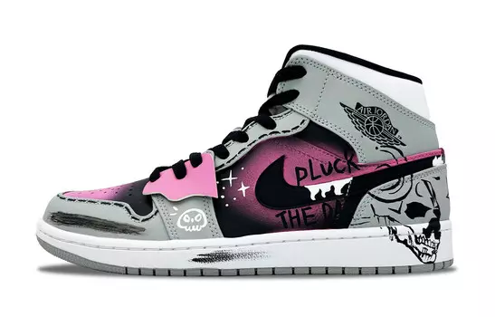 Кроссовки Air Jordan 1 Vintage Basketball Shoes Men Mid-top Black/pink/gray, фуксия