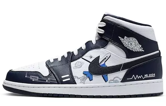 Кроссовки Air Jordan 1 Vintage Basketball Shoes Men Mid-top Black/white, черный
