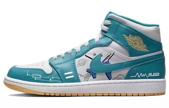 Кроссовки Air Jordan 1 Vintage Basketball Shoes Men Mid-top Blue/white, синий