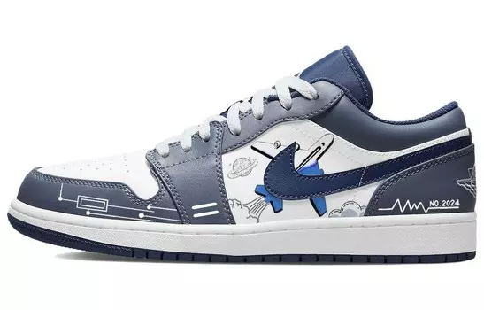 Кроссовки Air JORDAN 1 Vintage Basketball Shoes Men Low-Top Blue White