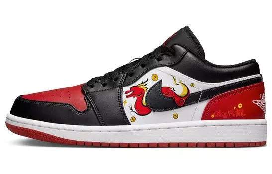 Кроссовки Air Jordan 1 Vintage Basketball Shoes Men Low-top Black/Red, красный