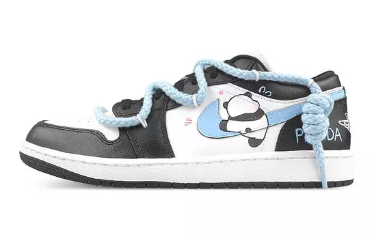 Кроссовки Air Jordan 1 Vintage Basketball Shoes Women's Low-top Black/white/blue, белый