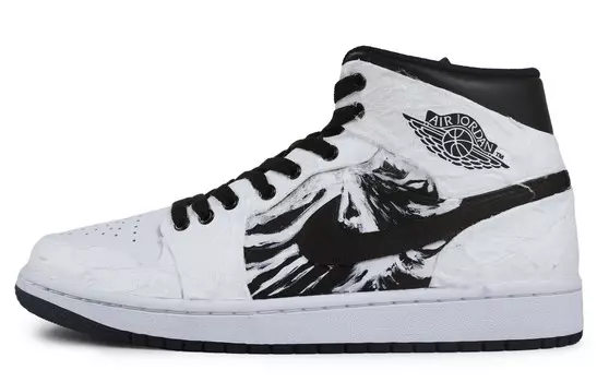 Кроссовки Air Jordan 1 Vintage Basketball Shoes Men Mid-top Black, белый