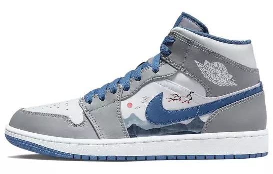 Кроссовки Air Jordan 1 Vintage Basketball Shoes Women's Mid-top Blue/white, синий