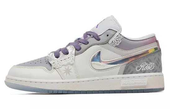 Кроссовки Air Jordan 1 Vintage Basketball Shoes Women's Low-top Silver/gray/purple, светло-фиолетовый