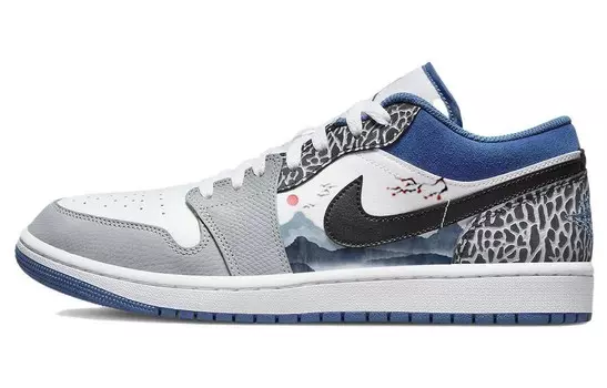 Кроссовки Air JORDAN 1 Vintage Basketball Shoes Men Low-Top Blue White