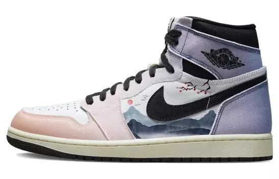 Кроссовки Air Jordan 1 Vintage Basketball Shoes Men High-top Purple/white, светло-фиолетовый