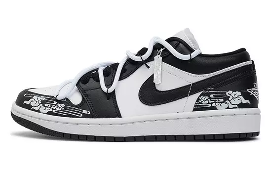 Кроссовки Air Jordan 1 Vintage Basketball Shoes Unisex Low-top White, черный/белый