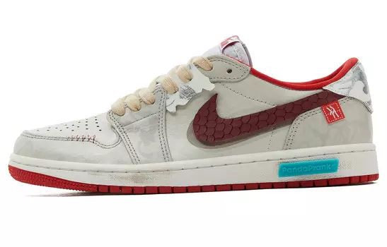 Кроссовки Air Jordan 1 Vintage Basketball Shoes Unisex Low-top White/red, белый/красный