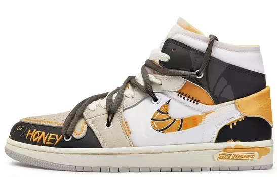 Кроссовки Air Jordan 1 Vintage Basketball Shoes Men High-top Black/yellow, черный
