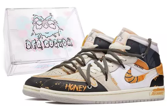 Кроссовки Air Jordan 1 Vintage Basketball Shoes Men High-top Black/yellow, черный