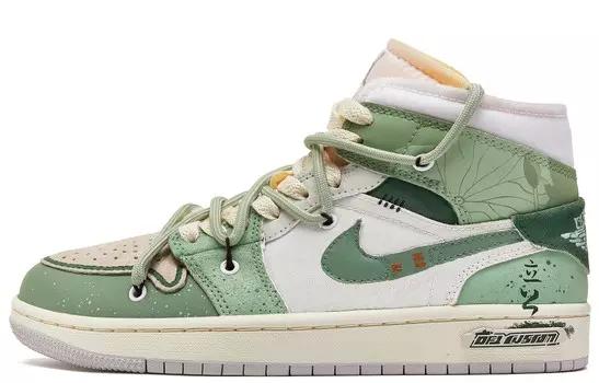Кроссовки Air Jordan 1 Vintage Basketball Shoes Men High-top Green, зеленый