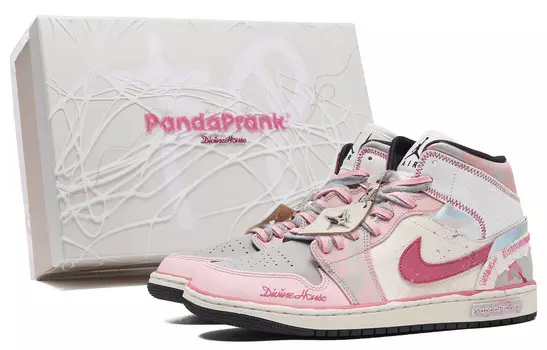 Кроссовки Air Jordan 1 Vintage Basketball Shoes Women's Mid-top Pink/grey/white, розовый