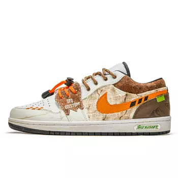 Кроссовки Air Jordan 1 Vintage Basketball Shoes Men Low-top Brown/yellow, коричневый