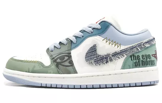 Кроссовки Air Jordan 1 Vintage Basketball Shoes Women's Low-top Blue, зеленый