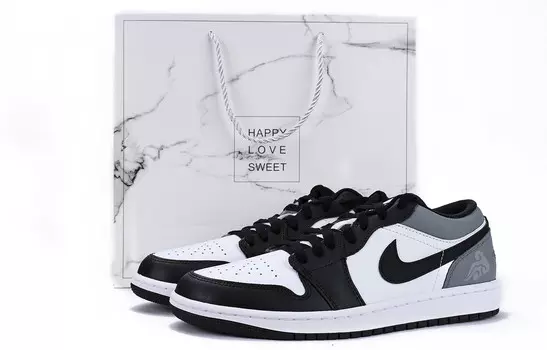 Кроссовки Air Jordan 1 Vintage Basketball Shoes Men Low-top Gray, черный/серый