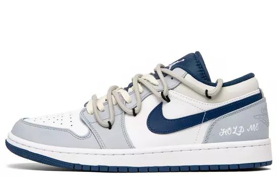 Кроссовки Air Jordan 1 Vintage Basketball Shoes Men Low-top Blue/beige/white, голубой