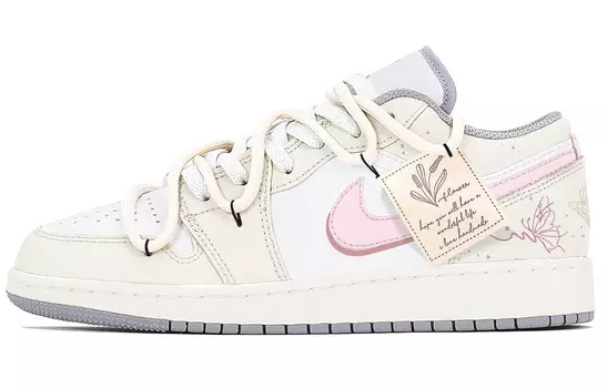 Кроссовки Air Jordan 1 Vintage Basketball Shoes Women's Low-top Beige/white/pink, цвет Off White