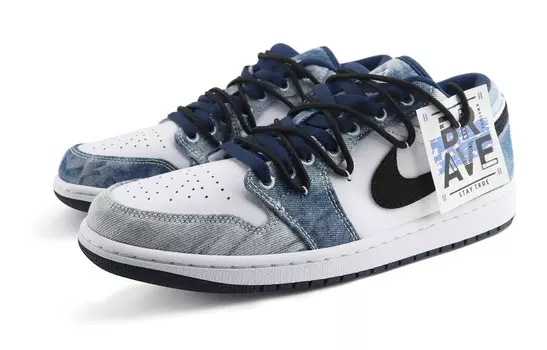 Кроссовки Air Jordan 1 Vintage Basketball Shoes Men Low-top Blue/white/black, синий