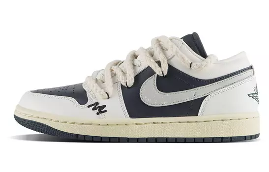 Кроссовки Air Jordan 1 Vintage Basketball Shoes Women's Low-top Black/white/gray, цвет Off White