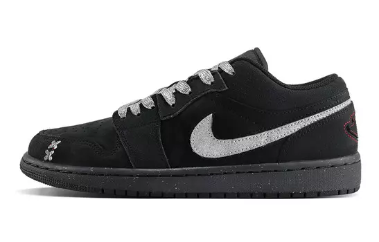 Кроссовки Air Jordan 1 Vintage Basketball Shoes Men Low-top Black/silver, серебряный