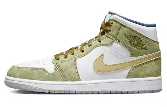 Кроссовки Air Jordan 1 Vintage Basketball Shoes Men Mid-top Yellow, хаки