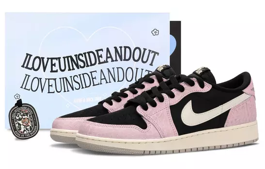 Кроссовки Air JORDAN 1 Vintage Basketball Shoes Women's Low-Top Black Pink