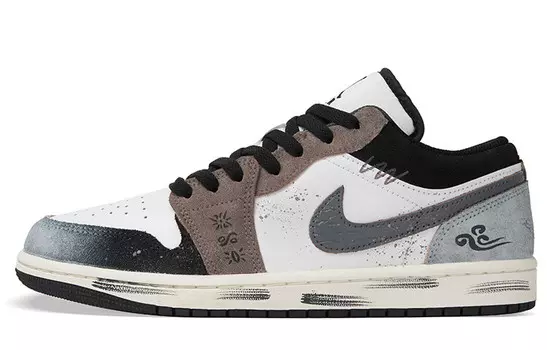 Кроссовки Air Jordan 1 Vintage Basketball Shoes Men Low-top Black/Gray, черный/серый