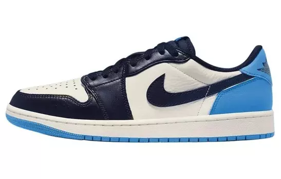 Кроссовки Air Jordan 1 Vintage Basketball Shoes Men Low-top University Blue/Black/White, синий