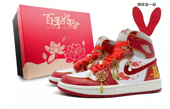 Кроссовки Air Jordan 1 Vintage Basketball Unisex High-Top, серый/белый/красный