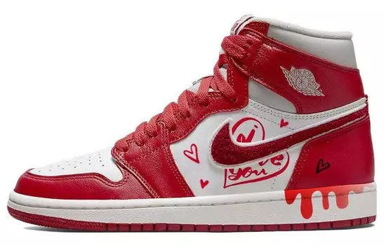 Кроссовки Air JORDAN 1 Vintage Basketball Women's High-Top, красный/белый