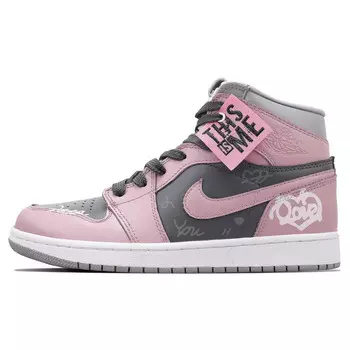 Кроссовки Air Jordan 1 Vintage Basketball Women's High-Top, розовый/черный/серый