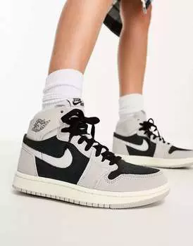 Кроссовки Air Jordan 1 Zoom Air Comfort светло-серого и черного цвета