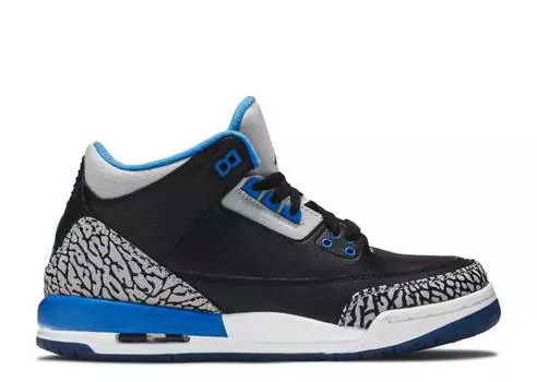 Кроссовки AIR JORDAN 3 RETRO BG 'SPORT BLUE', черный