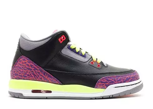 Кроссовки AIR JORDAN 3 RETRO GS 'BLACK ATOMIC RED', черный