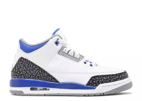 Кроссовки AIR JORDAN 3 RETRO GS 'RACER BLUE', белый