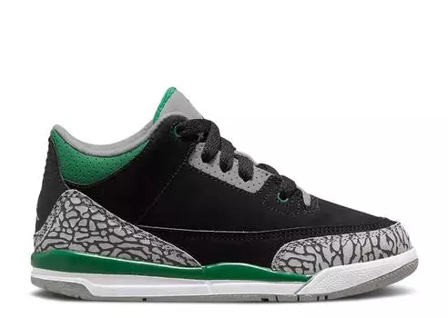 Кроссовки AIR JORDAN 3 RETRO PS 'PINE GREEN', черный