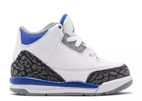 Кроссовки AIR JORDAN 3 RETRO TD 'RACER BLUE', белый