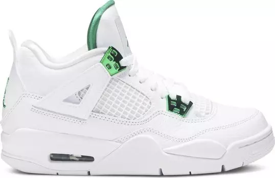 Кроссовки Air Jordan 4 Retro GS Green Metallic, белый